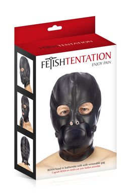 Капюшон з кляпом для БДСМ Fetish Tentation BDSM hood in leatherette with removable gag SO4673 фото