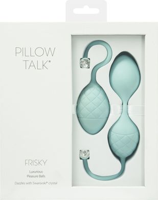 Розкішні вагінальні кульки PILLOW TALK - Frisky Teal з кристалом, діаметр 3,2 см, вага 49-75 гр SO2722 фото