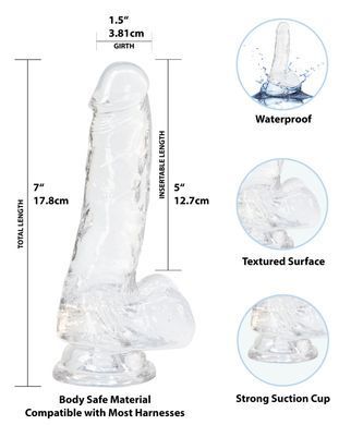 Прозрачный фаллоимитатор на присоске ADDICTION &mdash; Clear Dildo with Balls 7&Prime;, вибропуля в подарок SO5581 фото