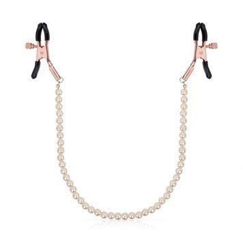 Затискачі для сосків з перлинним ланцюжком Rosy Gold - Nipple Clamps Pearls SX3898 фото