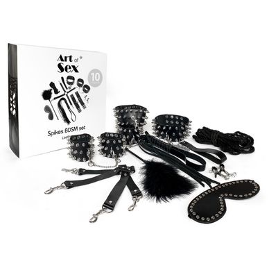 BDSM-набор Art of Sex – Spikes BDSM Set Leather, 10 предметов, черный, натуральная кожа SO7140 фото