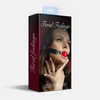 Кляп силиконовый Feral Feelings Silicon Ball Gag Black/Red, черный ремень, красный шарик SO8266 фото