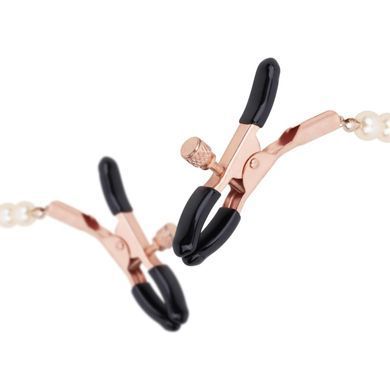 Затискачі для сосків з перлинним ланцюжком Rosy Gold - Nipple Clamps Pearls SX3898 фото