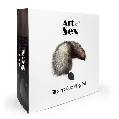 Силіконова анальна пробка з хвостом із натурального хутра Art of Sex size M Artctic fox