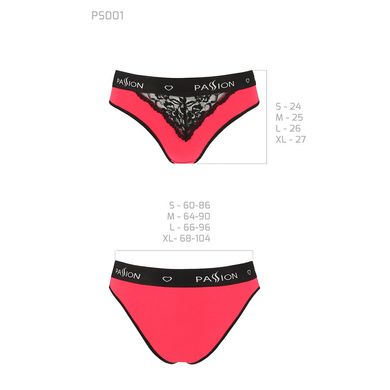 Трусики з широкою гумкою і мереживом Passion PS001 PANTIES M, red-black SO4168 фото