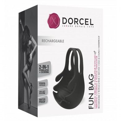 Эрекционное кольцо с вибрацией и стимуляцией мошонки Dorcel FUN BAG, перезаряжаемое SO4870 фото