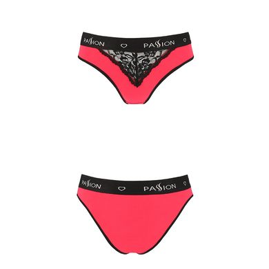 Трусики з широкою гумкою і мереживом Passion PS001 PANTIES S, red-black SO4169 фото