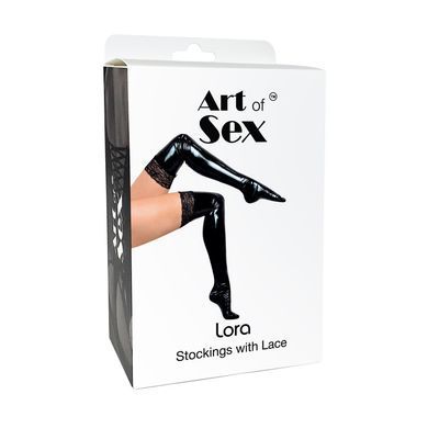 Сексуальні вінілові панчохи Art of Sex - Lora з мереживом, розмір S, колір чорний SO7344 фото