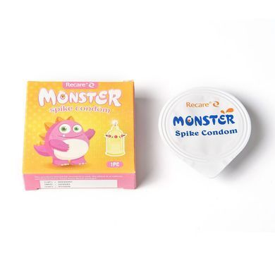 Насадка на член Recare Pink Monster Spike Condom (презерватив з кульками та вусиками)