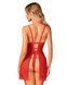 Новорічна сорочка Obsessive Claussica S/M, червона, прозора з візерунком, стрінги в комплекті SX3081 фото 2