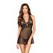 Прозора сорочка приталена Passion TARANEE CHEMISE S/M, black, трусики EL13802 фото