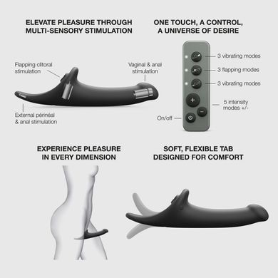 Вибронасадка для страпона с вакуумной стимуляцией Strap-On-Me Multi Orgasm Dildo M Black SX4031 фото