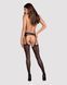 Сетчатые чулки-стокинги со стрелкой Obsessive Garter stockings S314 S/M/L, черные, имитация гартеров SO7272 фото 4