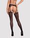 Сетчатые чулки-стокинги со стрелкой Obsessive Garter stockings S314 S/M/L, черные, имитация гартеров SO7272 фото 2