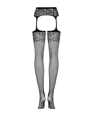 Сетчатые чулки-стокинги с имитацией гартеров Obsessive Garter stockings S500 S/M/L, черные SO7273 фото