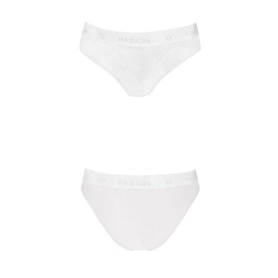 Трусики з широкою гумкою і мереживом Passion PS001 PANTIES L, white SO4171 фото